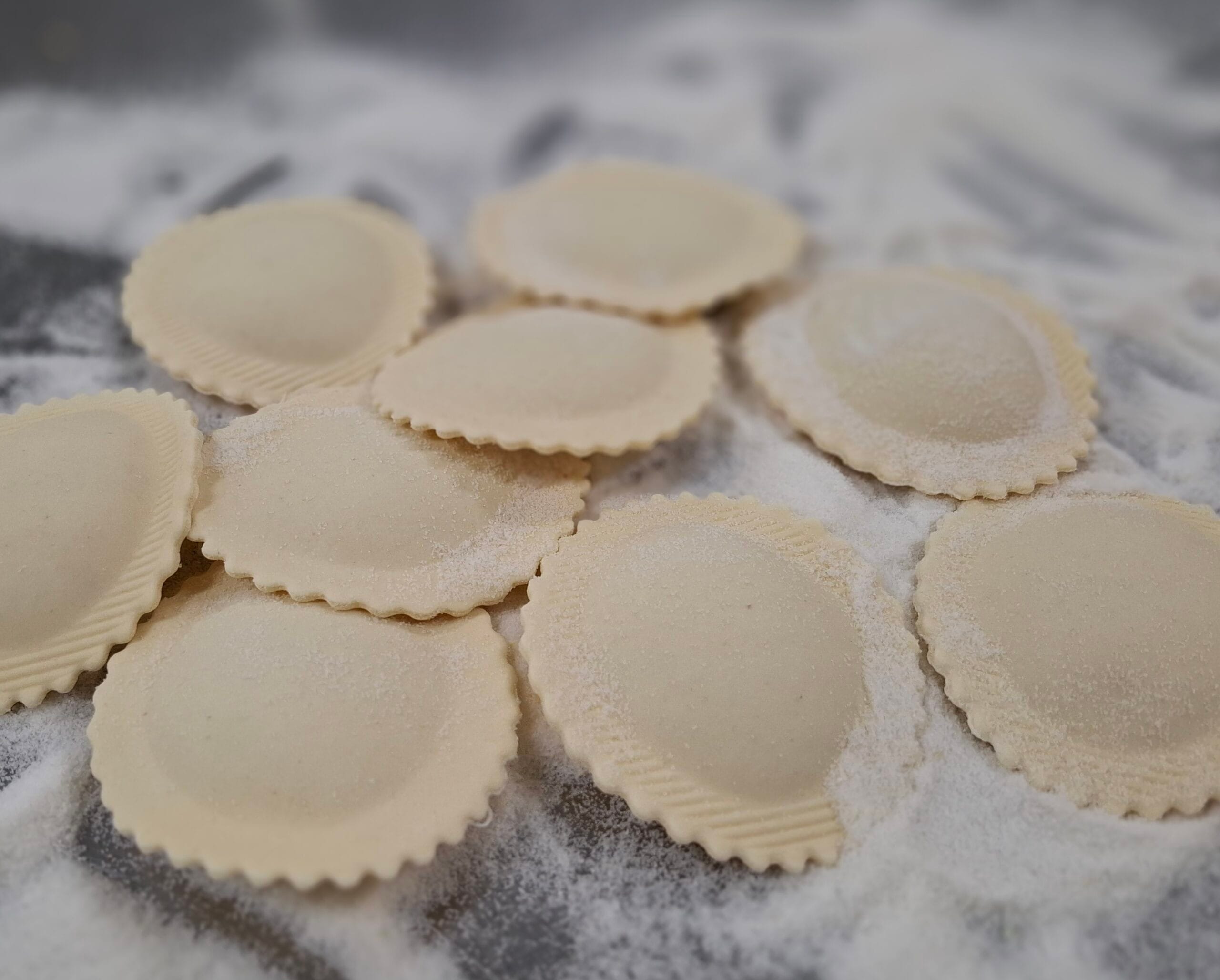 Large oval-shaped ravioli by Pastabilities, approx 32 pieces per kilogram